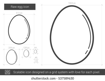 Raw egg vector line icon isolated on white background. Raw egg line icon for infographic, website or app. Scalable icon designed on a grid system.