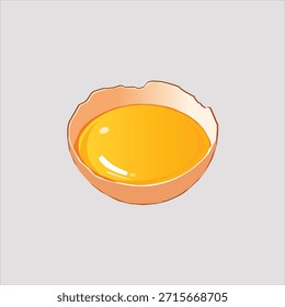 Raw Egg Yolk in Cracked Eggshell Vector Illustration – Fresh Cooking Ingredient Clipart