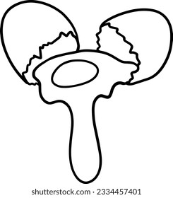 raw egg with yolk pouring out of the shell doodle linear cartoon coloring