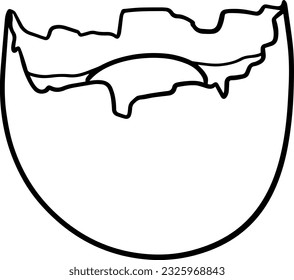 raw egg with yolk in shell food doodle linear cartoon coloring