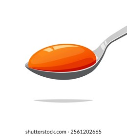 Raw egg yolk in a spoon isolated on white background.