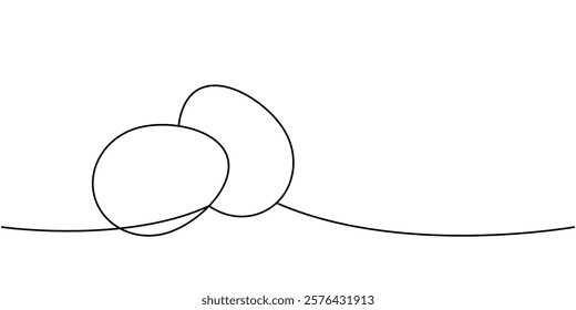Raw eggs one line continuous drawing. Organic farm product. Vector illustration