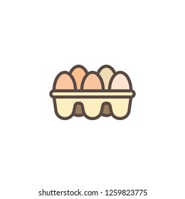 Raw eggs package filled outline icon, line vector sign, linear colorful pictogram isolated on white. Eggs in box symbol, logo illustration. Pixel perfect vector graphics