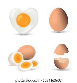 Raw eggs realistic set isolated on white background