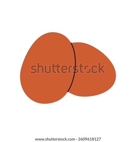 Raw eggs. Whole chicken egg with shell, healthy natural farm egg product, nutritious protein diet food flat cartoon style. Vector isolated illustration.