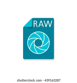 RAW file extension flat design icon, vector illustration isolated on white background