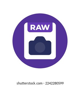 raw file icon with a camera, flar vector design