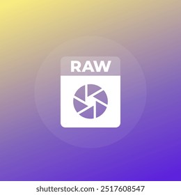 ícone de arquivo raw, formato de imagem da câmera, design transparente