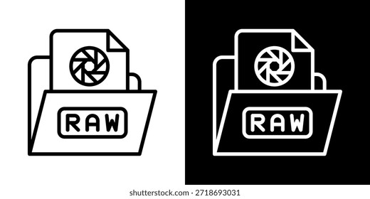 Ícone De Arquivo Raw De Estilo Preto-E-Branco De Linha