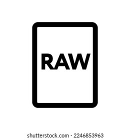 Línea de icono de archivo RAW aislada en fondo blanco. Icono delgado plano negro sobre el estilo de contorno moderno. Símbolo lineal y trazo editable. Ilustración vectorial de trazo simple y de píxel perfecto.