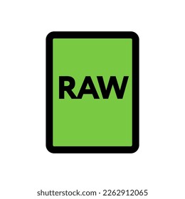 RAW file icon line isolated on white background. Black flat thin icon on modern outline style. Linear symbol and editable stroke. Simple and pixel perfect stroke vector illustration.