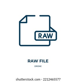 Raw file icon. Linear vector illustration from drone collection. Outline raw file icon vector. Thin line symbol for use on web and mobile apps, logo, print media.