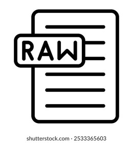 Design de ícone de linha de vetor de arquivo RAW