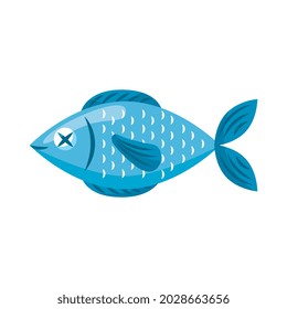 raw fish cartoon isolated over white background. vector illustration