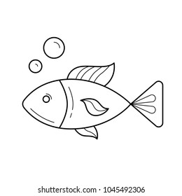 Raw fish line icon isolated on white background. Vector line icon of healthy seafood - fish under water for infographic, website or app. Healthy protein food concept.