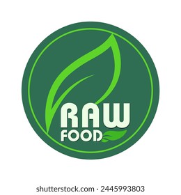 Raw food badge icon, healthy lifestyle