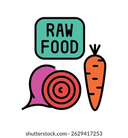 ícone plano de cor de alimentos crus para projetos digitais e impressos.  Ícones mínimos de limpeza para aplicativos e sites. Ícones simples modernos para UI UX e branding