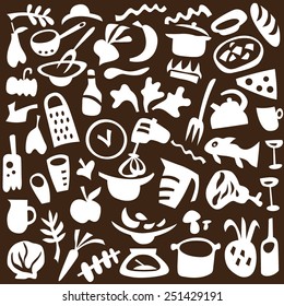 Raw Food ,cookery - Set Icons In Graphic Style