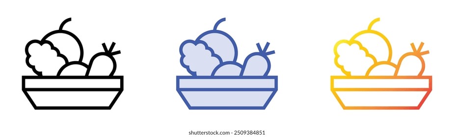 raw food icon. Linear, Blue Fill and Gradient Style Design Isolated On White Background