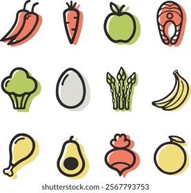 Raw Food Icon Vector Art, Icons