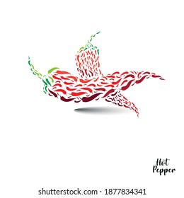 Raw food ingredient concept. Red hot natural chili pepper.