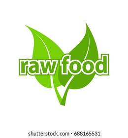 Raw food label, vector illustration