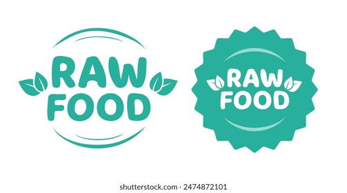 Raw food vector logo banner isolated seal stamp icon graphic green blue sticker label image clip art illustration