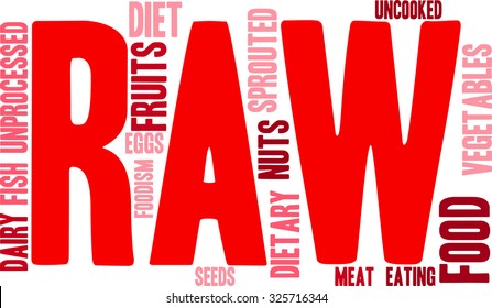 Raw Food Word Cloud On A White Background. 