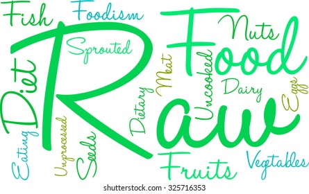 Raw Food Word Cloud On A White Background. 