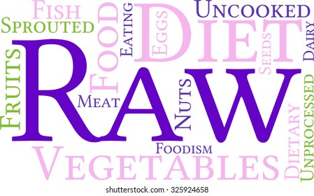 Raw Food Word Cloud On A White Background. 