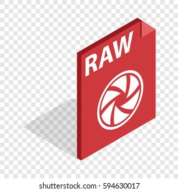 RAW format isometric icon 3d on a transparent background vector illustration