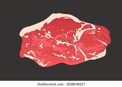 Raw fresh meat - marble beef steak vector isolated 