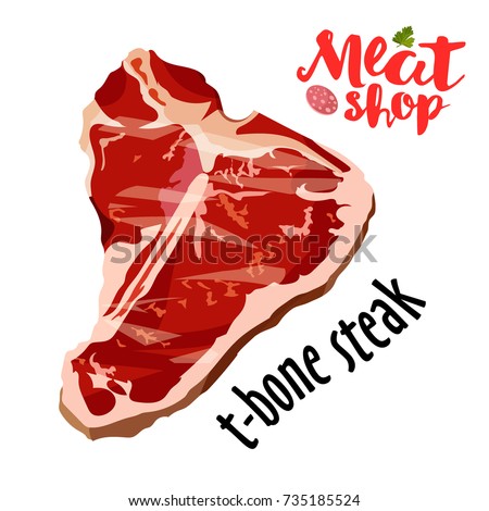 Raw fresh meat t-bone steak vector isolated on white. Fresh meat icon.