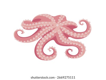 Raw fresh octopus isolated on white background. Vector cartoon flat illustration. Seafood icon.