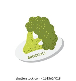 Raw fresh textured broccoli isolated  on white background. Vegan healthy food concept vegetable on plate.