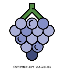 Das Symbol für rohe Trauben. Umrisslinie der rohen Traube, Vektorsymbol-Farbe einzeln auf Weiß