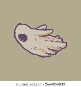 Mão bruta desenhado desenhos animados folha fantasma voando