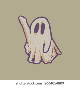 Raw hand drawn cartoony ghost sheet halloween