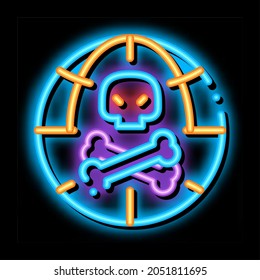 Raw Head And Bloody Bones neon light sign vector. Glowing bright icon transparent symbol illustration