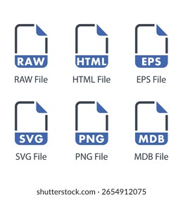 RAW, HTML, EPS, PNG, MDB, ícone Arquivo