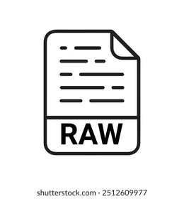 RAW icon, RAW outline vector icon. Thin line black RAW icon, flat vector simple element illustration from editable big data concept isolated on white background