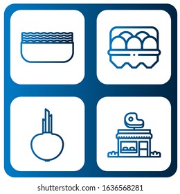 raw icon set. Collection of Minced meat, Egg, Onion, Butcher shop icons