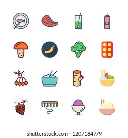 raw icon set. vector set about juice, log, comb and rice icons set.