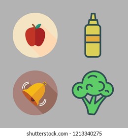 raw icon set. vector set about healthy food, broccoli, mustard and bell icons set.