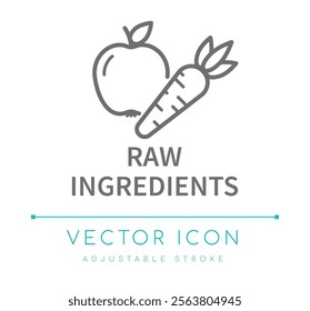 Raw Ingredients Eco Friendly Icon, Food and Drink Label, Cosmetics Skin Care Symbols