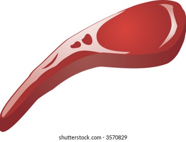 Corteza de cordero crudo, ingrediente de cocina, ilustración isométrica 3d