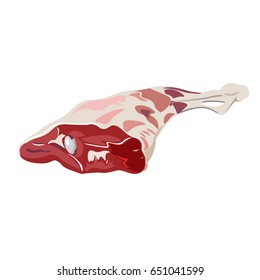 Raw Lamb Leg. Vector Illustration On The White Background