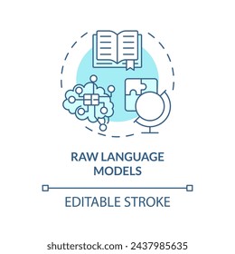 Raw language models soft blue concept icon. Advanced machine learning. Artificial intelligence. Round shape line illustration. Abstract idea. Graphic design. Easy to use in infographic, presentation