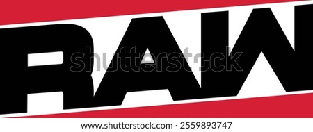 RAW logo design 2024, red and black on white backgroung, vector illustration