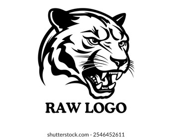 Tigre logotipo bruto preto e branco vektor 